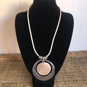 NWT Chico’s Hammered Silver Gold Metal Statement Necklace